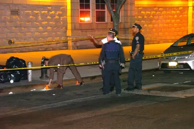 The scene of a double shooting in Harlem last month.